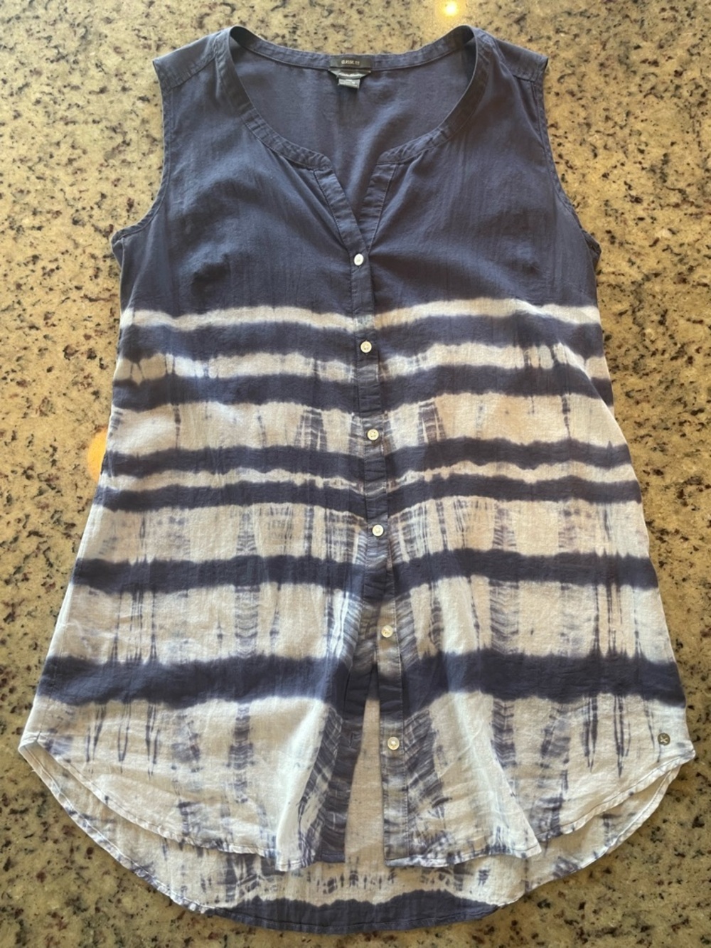 Eddie Bauer 100% cotton gauzy tie die button up tank/tunic size M
